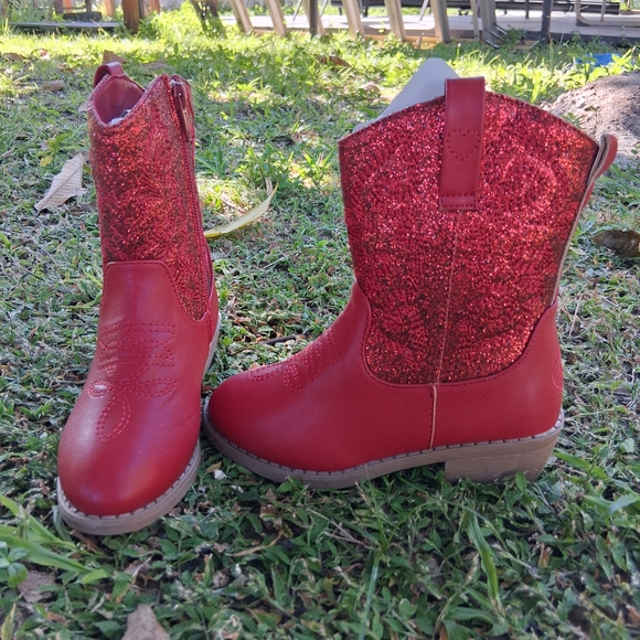 PAWZ Red Sparkle Little Gitl' Boots - Picture 4 of 7